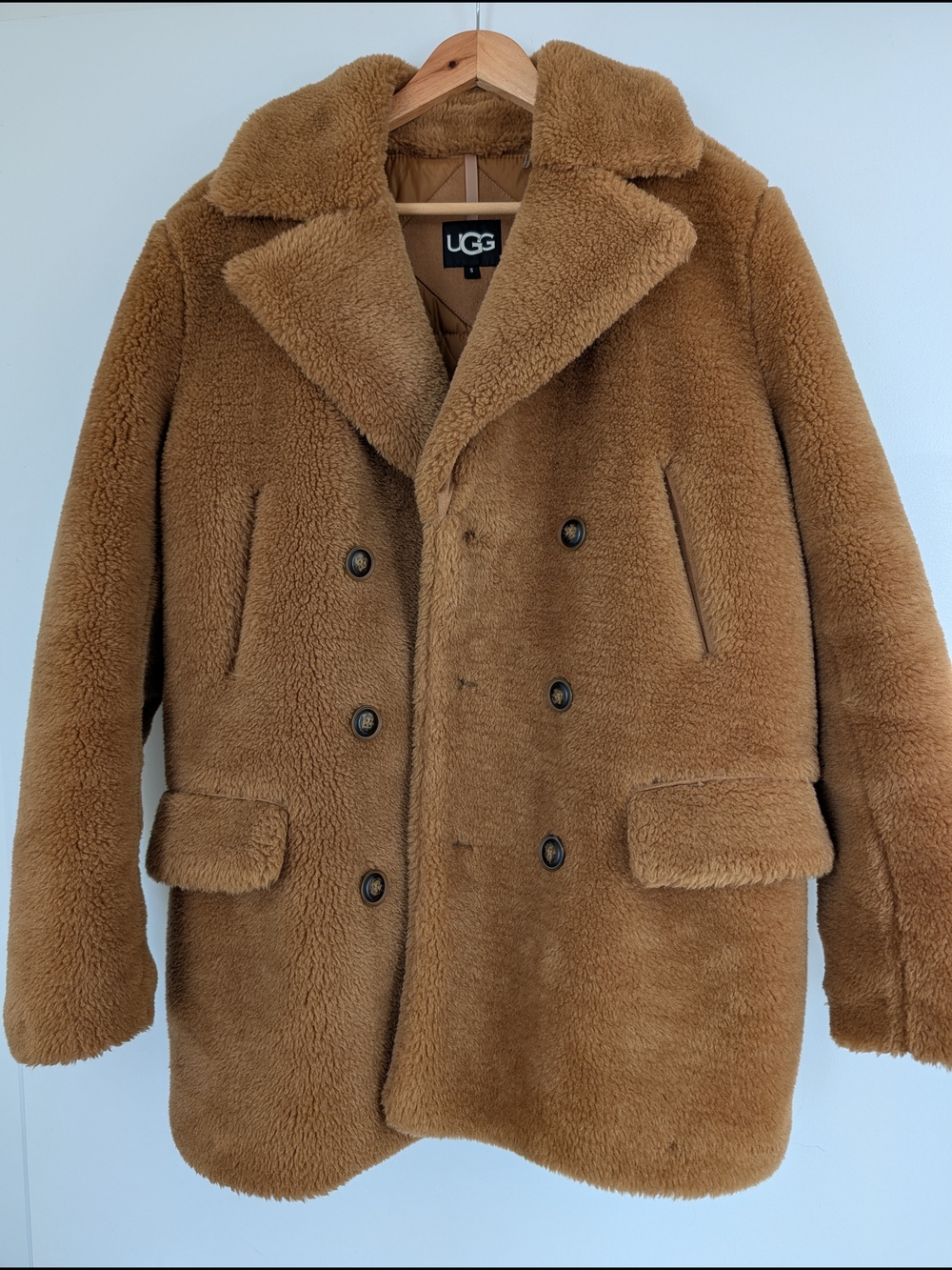 UGG Men's Double-Breasted Shearling Peacoat size S
